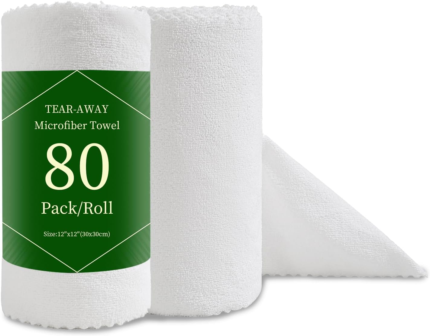 80 Pack Microfiber Cleaning Cloth Roll Reusable Paper Towels 12"x12" Tear Away Cloth, Microfiber Towels for Cars, Wash Cloths, Lint Free Dark Grey Rags for House, Kitchen,Window,Cleaning Supplies