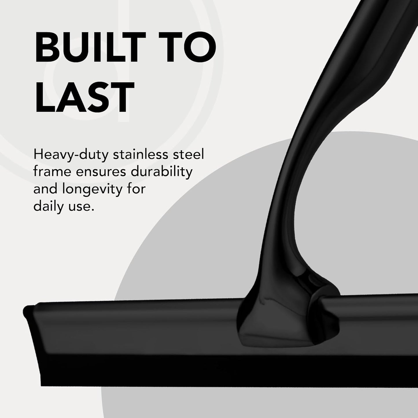 Squeegee for Shower Door, Car Windshield, and Glass Window - 2 Extra Silicone Replacement Blades - Foam Handle - Black
