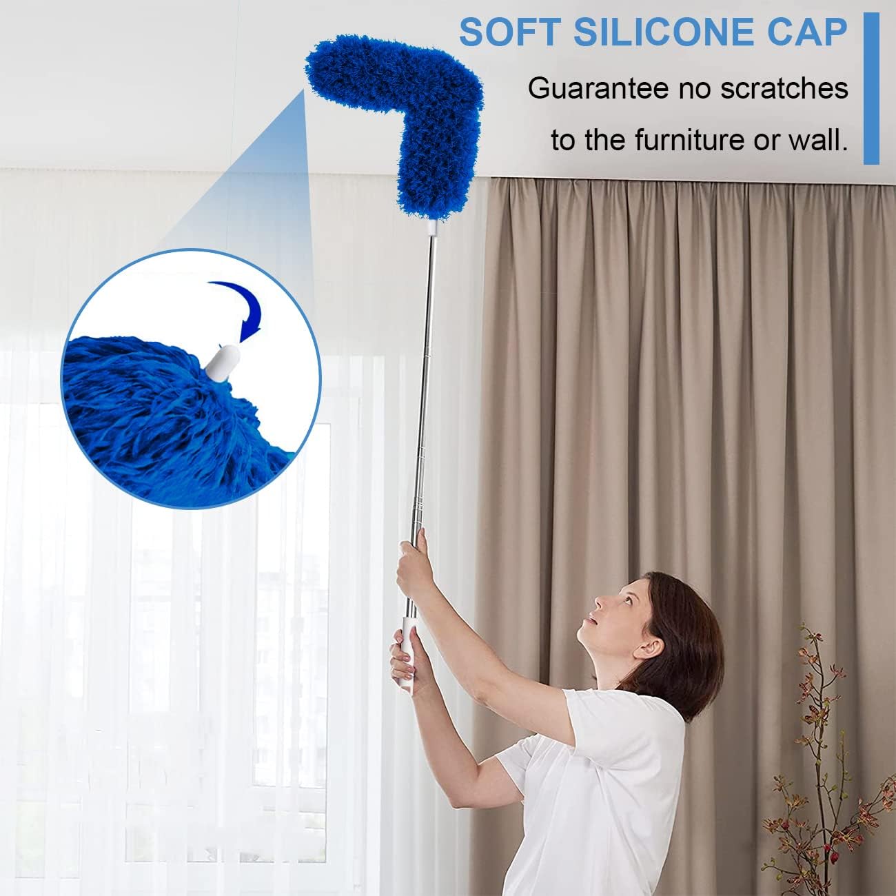 Microfiber Duster Kit for High Ceiling (6pcs), Extendable Dusters for Cleaning with 100" Extension Pole, Long Feather Duster for Fan/Car, House Cleaning Tool Kit by OOSOFITT
