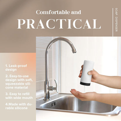 ElmRidge Dish Soap Silicone Dispenser for Kitchen Sink,Squeeze Washing Up Liquid and Hand Soap,Round refillable Silicone Bottles,Easy to Fill and to use, 8.5 oz,Black 2.4 x 2.4 x 5.5 inches (Gray)
