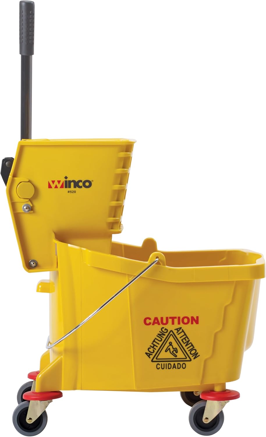 Winco Commercial Mop Bucket on Wheels, 26 Quart, Yellow
