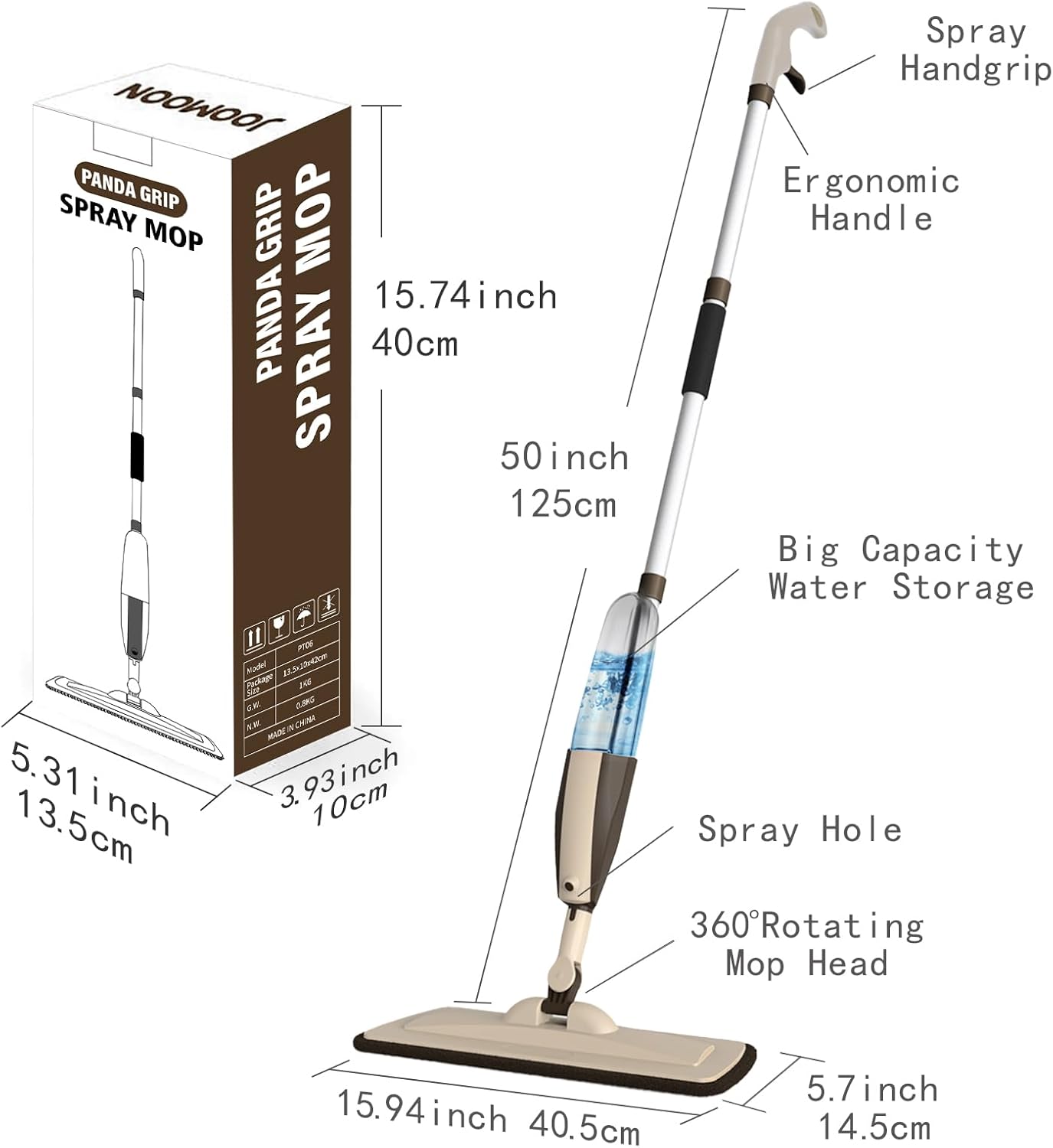 Mops for Floor Cleaning Wet Spray Mop with 14 oz Refillable Bottle and 2 Washable Microfiber Pads Home or Commercial Use Dry Wet Flat Mop for Hardwood Laminate Wood Ceramic