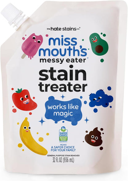 Miss Mouth's Messy Eater Stain Treater Spray - 4oz 2 Pack Stain Remover - Newborn & Baby Essentials - No Dry Cleaning Food, Grease, Coffee Off Laundry, Underwear, Fabric