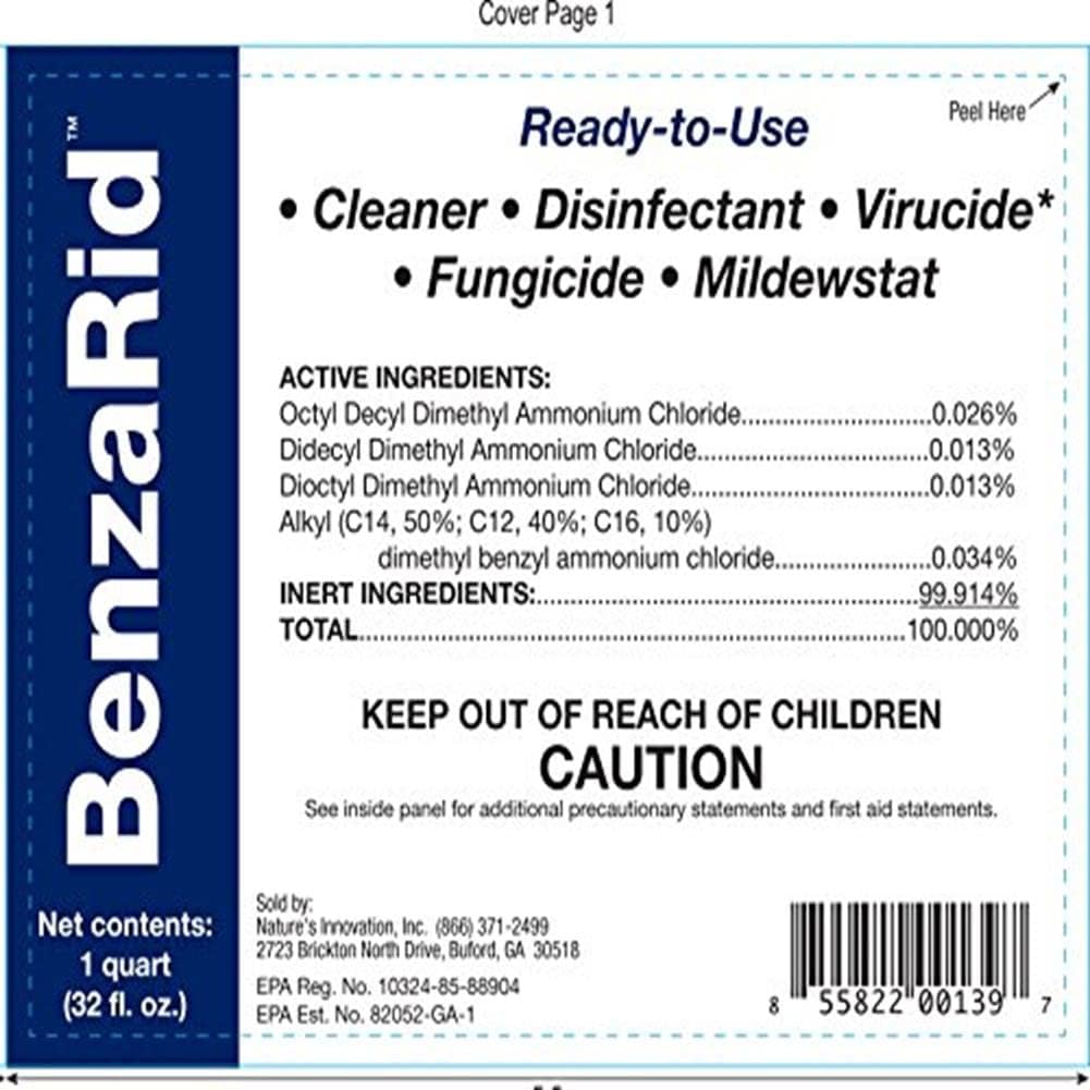 BenzaRid Pro Mold Killer Fungicide Disinfectant including Aspergillus Niger (Black Mold) H5N1 Pack | Multi-Purpose Fungicide, Mildewstat, Disinfectant, Virucide | EPA Reg. 1 Gal + 32 oz.