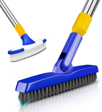 ITTAR Grout Brush with Long Adjustable Handle, Swivel Scrub Brush, V-Shape Grout Line Scrubber with Stiff Bristle for Deep Cleaning Tile Grout, Shower, Kitchen, Hard-to-Reach Corners