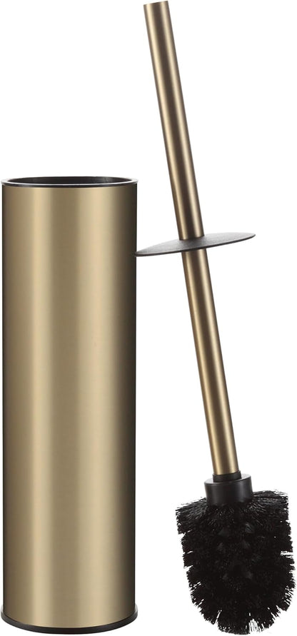 BGL Stainless Steel Toilet Brush with Holder, 2 Black Bristle Heads
