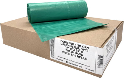 Ultrasac Heavy Duty 55 Gallon Clear Trash Bags - (Value 50 Pack) - 1.2 MIL equivalent Industrial Strength Plastic 37" x 54" for 50-55 Gal Cans -Fits Toter, Rubbermaid Brute, Carlislie Bronco etc.