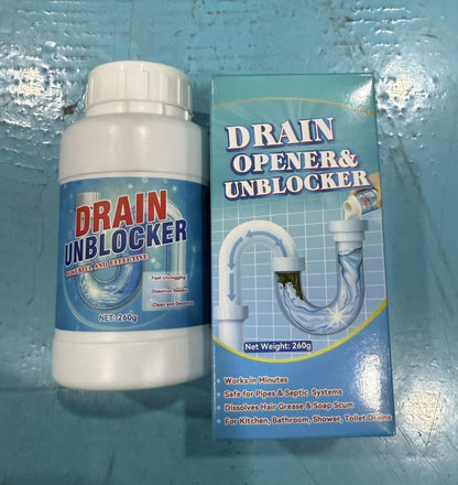 Drain Clog Remover, Powerful Sink Drain Cleaner Powder, Fast Removes Clogs, Hair, Grease & Soap Scum, for Pipes Home Use (260g)