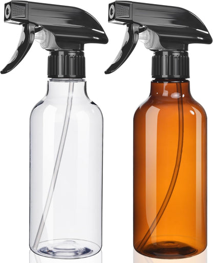 Uineko Spray Bottles 2-Pack, 10 Oz, Mist & Stream, Heavy Duty Spraying Empty Water Sprayer Bottle, BPA Free Plastic Refillable Containers for Cleaning Solutions, Plants, Hair, Essential Oils (Clear)