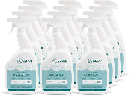 Clean Republic Multi-Purpose Disinfectant, Hypochlorous Acid Cleaning Spray, 32 Fluid Ounce Bottle, 2-Pack