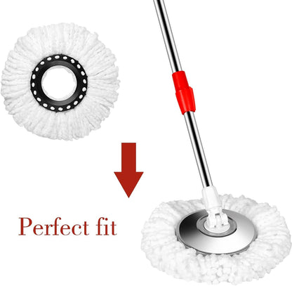 Spin Mop Replacement Head for 360 Spin Mop Bucket with Wringer Set Systems, Microfiber Spin Mop Refills，Easy Cleaning Round Shape Standard Size (4)