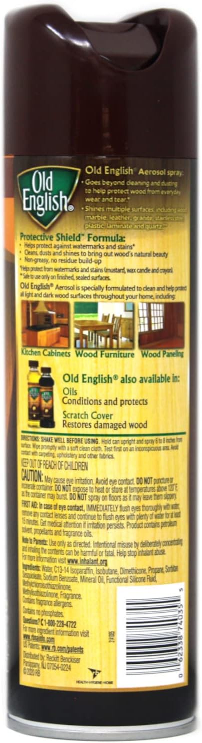 Old English Aerosol Wood Protector & Cleaner, Fresh Lemon 12.50 oz (Pack of 3)