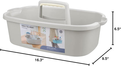 Large Cleaning Supplies Caddy Portable Shower Basket Supply Organizer with Handle Plastic Bucket Tool Storage for Bathroom, Bedroom, Kitchen, College Dorm, Garden, Dark Gray 2 Pack