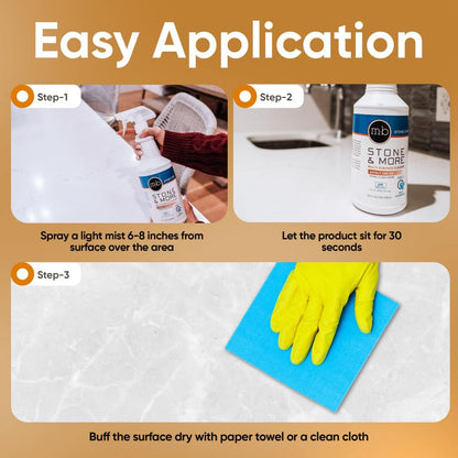 MB-5 Stone & More 2 Pack All Purpose Cleaning Spray Kitchen Counter Cleaner Spray for Marble and Granite– No Streak Formula for Stone, Glass, Granite, Ceramic, Corian, Porcelain (2x 32 oz)