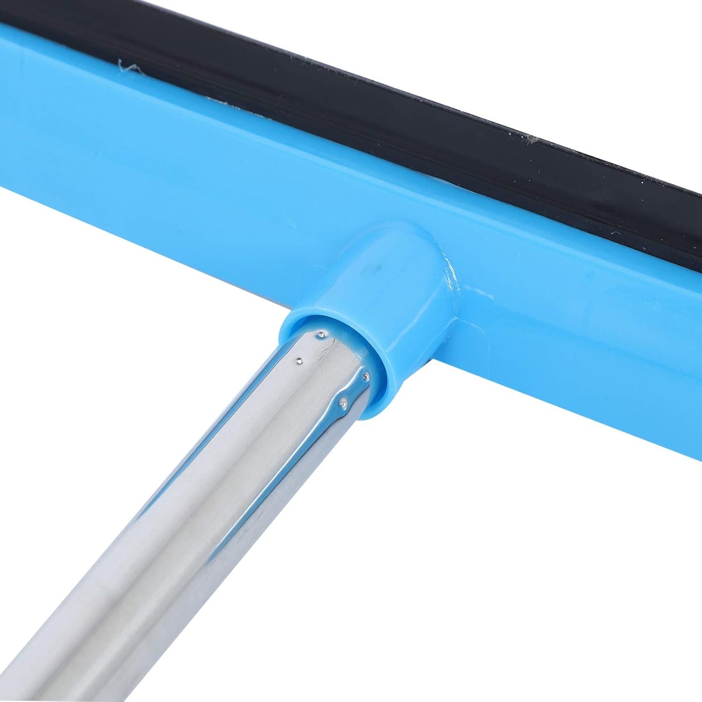 Telescopic Rubber Broom with Squeegee, Multifunction Adjustable Pet Hair Removal Carpet Rake for Fluff Rug Hardwood Floor (Black)