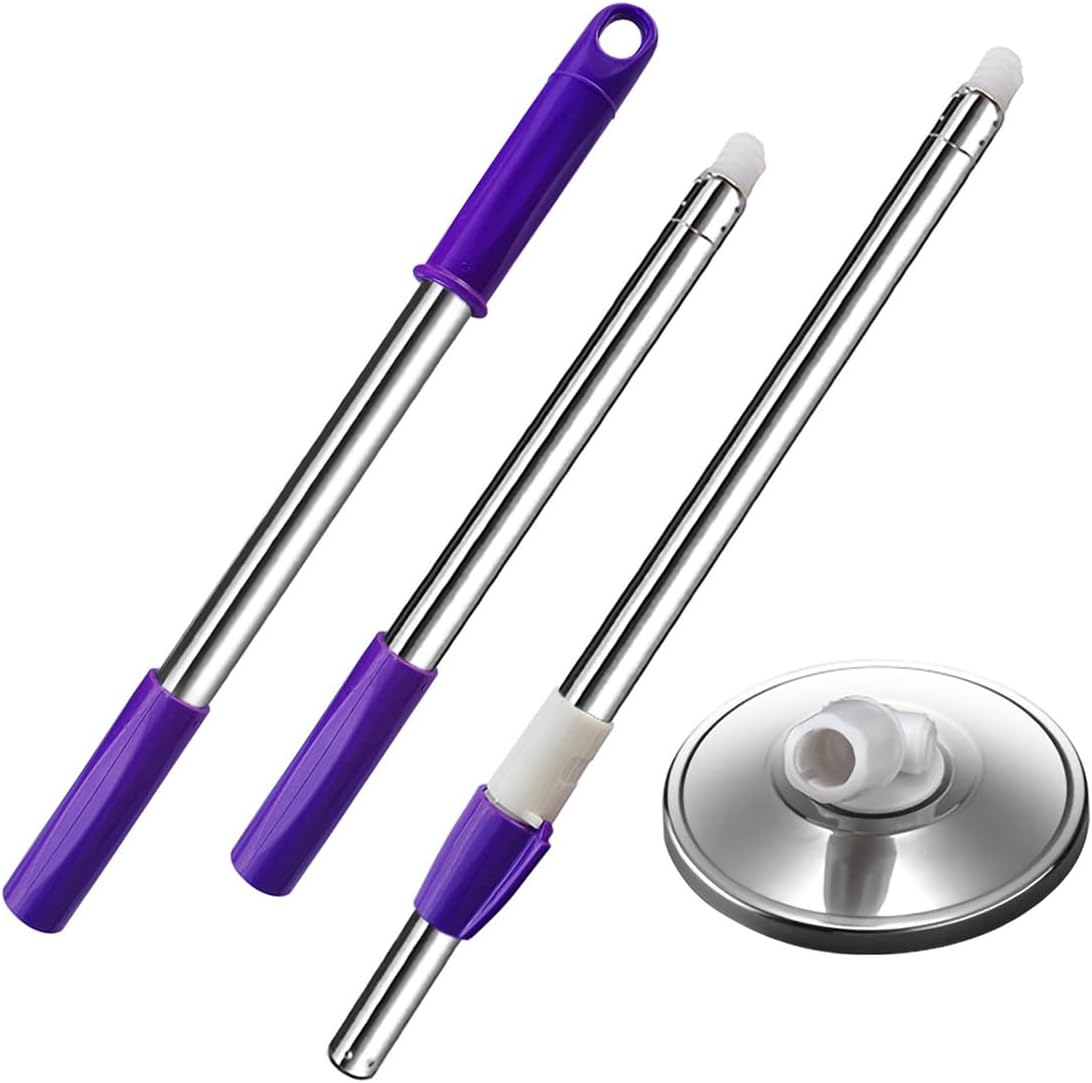 Extended Spin Mop Replacement Mop Handle, Upgraded 60-inch 360 Degrees Rotating Telescopic Replacement Mop Stick for Spin Mop Bucket Cleaning System Floor Cleaning (Plastic Disc, Green)