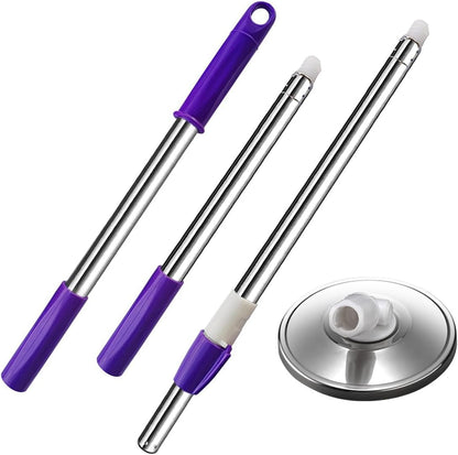 Extended Spin Mop Replacement Mop Handle, Upgraded 60-inch 360 Degrees Rotating Telescopic Replacement Mop Stick for Spin Mop Bucket Cleaning System Floor Cleaning (Plastic Disc, Green)