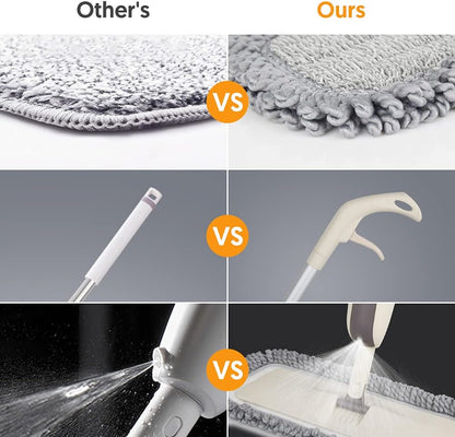 Spray Wet Mops for Hardwood Floor Cleaning: MEXERRIS Floor Mop with 5 Washable Pads for Swiffer Powermop & 2 Refillable Bottles - Home Commercial Dust Dry Mops for Wood Laminate Vinyl Tiles Ceramic