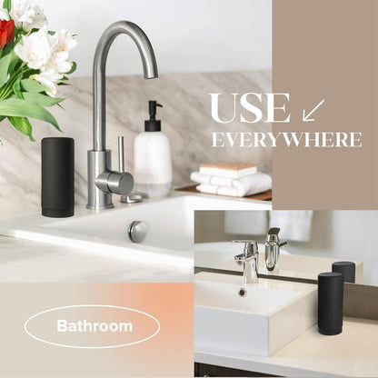ElmRidge Dish Soap Silicone Dispenser for Kitchen Sink,Squeeze Washing Up Liquid and Hand Soap,Round refillable Silicone Bottles,Easy to Fill and to use, 8.5 oz,Black 2.4 x 2.4 x 5.5 inches (Gray)