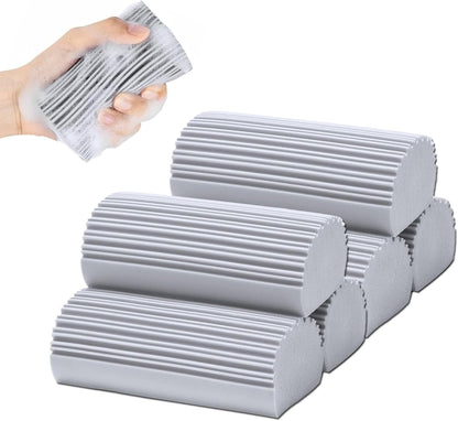 6-Pack Damp Clean Duster Sponge,Magic Sponge Eraser for Housekeeping,Reusable Cleaning Sponge for Blinds,Vents,Mirrors,Glass, Baseboards,Window Track Grooves and Railings (Green)