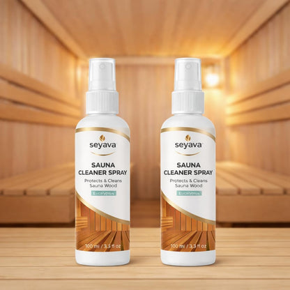 Sauna Cleaner Kit – 2-Pack (2 × 3.3 fl oz) Ready-to-Use Eucalyptus Spray + Microfiber Cloth – Natural Sauna Wood Cleaner & Deodorizer for Maintenance, Traditional & Infrared Saunas