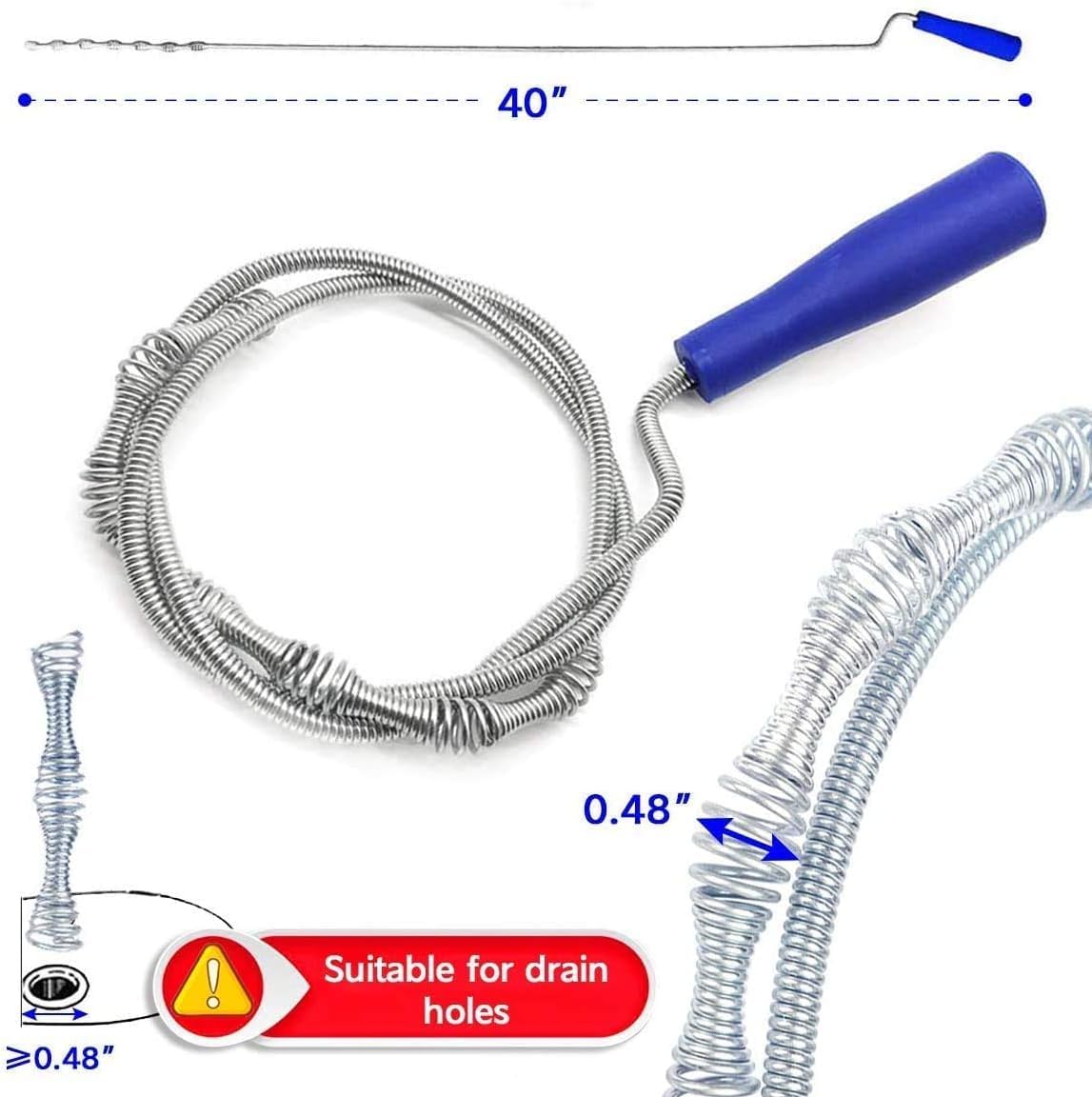 9-Piece Drain Clog Remover Kit - 35.5" Metal Clog Remover, 6x25" Drain Snake Hair Removal Tools, 2x18" Flexible Cleaning Brushes for Bathroom, Kitchen Sink, Shower, Toilet & Tub Drain Cleaning