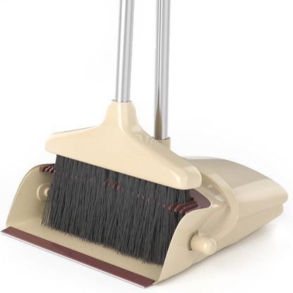 Broom with Dustpan Combo Set 54" Long Handle Adjustable Length Stainless Steel Broomstick Standing Dust Pan and Broom Set for Office Home Kitchen Lobby Floor Cleaning (Red and Black)