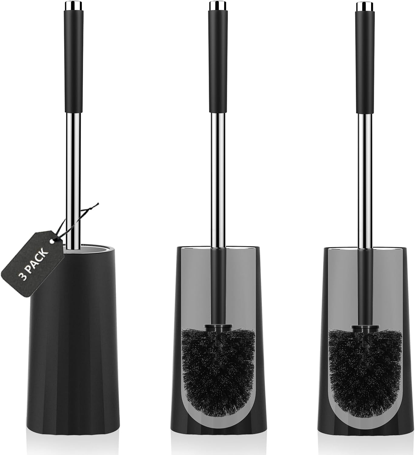 SetSail Toilet Brush, Compact Size Toilet Bowl Brush and Holder Toilet Brushes for Bathroom with Stainless Steel Handle Toilet Cleaner Brush with Durable Scrubbing Bristles, Splash-Proof