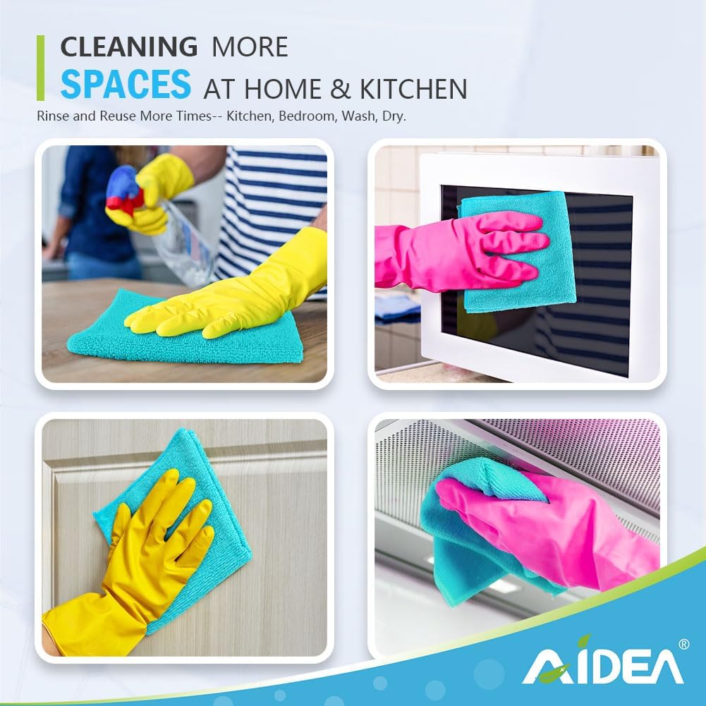 AIDEA Microfiber Cleaning Cloth-50PK, Soft Microfiber Towels for Cars, Absorbent Cleaning Rags, Lint-Free Streak-Free Wash Cloths for House, Kitchen, Window(12in.x12in)