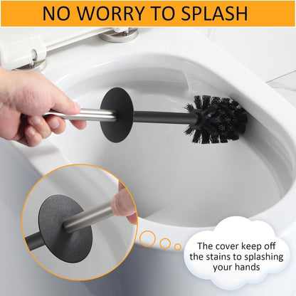 BGL Toilet Brush and Holder Set, Matte Black Freestanding for Bathroom Storage and Organization, Square Design Sturdy and Space Saving