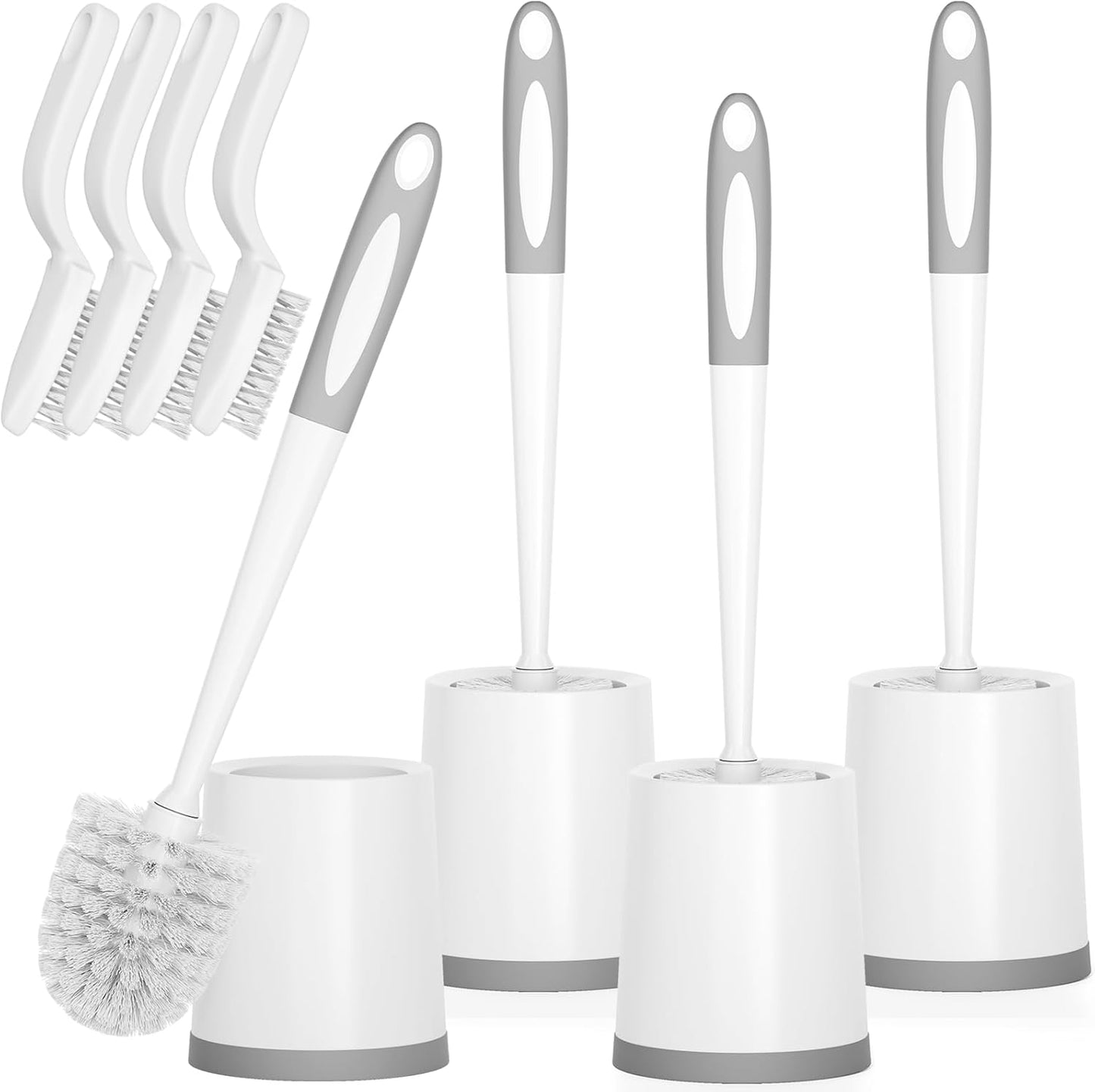 Holaloha Toilet Brush, 3 Pack Toilet Brushes for Bathroom with Holder, Bathroom Accessories Toilet Bowl Brush with 3 Clean Brush, Toilet Scrub Brush, Toilet Brush Set for Deep Cleaning, White