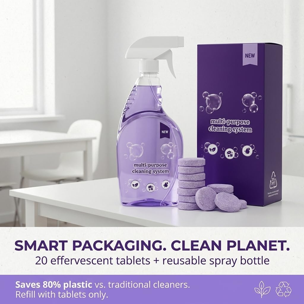 Oven Cleaner Spray Degreaser with 18 Concentrated Tablets, Heavy Duty Kitchen Cleaner for Stovetop Grill and Grease, Eco-Friendly Multi-Surface Cleaning Kit, Fresh Scent