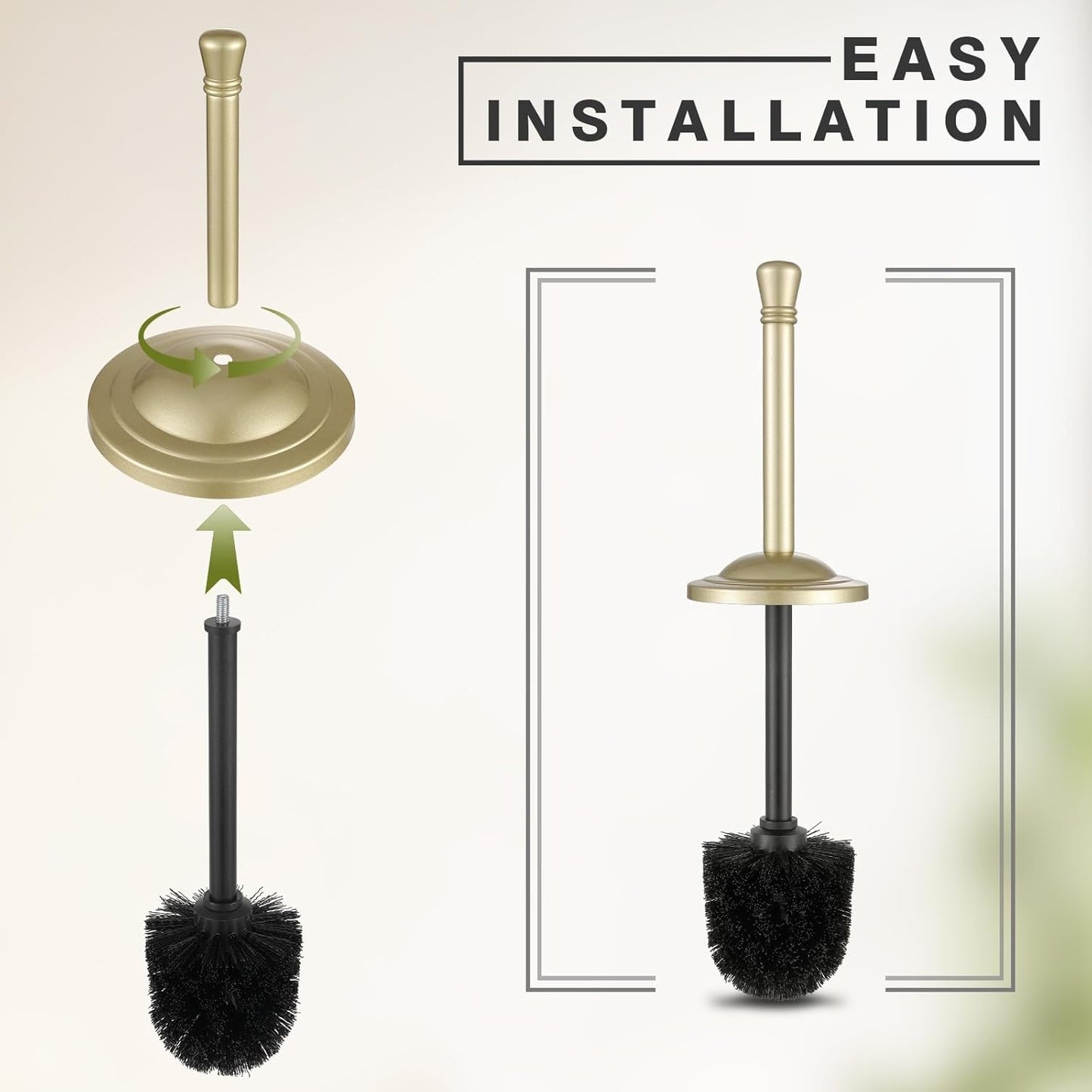 Brushed Nickel Toilet Brush and Holder Set,304 Stainless Steel Toilet Bowl Brush and Holder for Bathroom,Silver Heavy Duty Toilet Brush,Durable Scrubbing Bristles,Splash Resistant,Long Handle