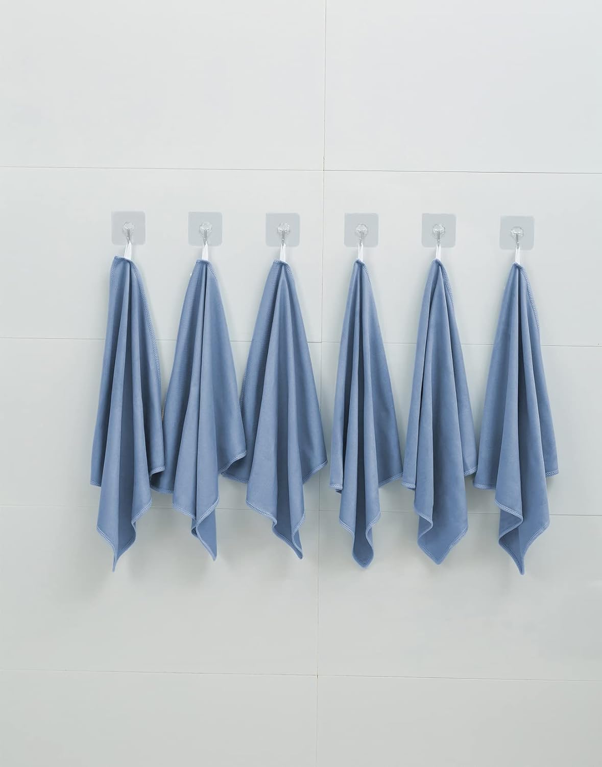 Puomue 6 Pack Microfiber Glass Cleaning Cloth, 16 Inch X 16 Inch, Lint Free Quickly Clean Window, Glasses, Windshields, Mirrors, and Stainless Steel, Blue