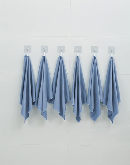 Puomue 6 Pack Microfiber Glass Cleaning Cloth, 16 Inch X 16 Inch, Lint Free Quickly Clean Window, Glasses, Windshields, Mirrors, and Stainless Steel, Blue