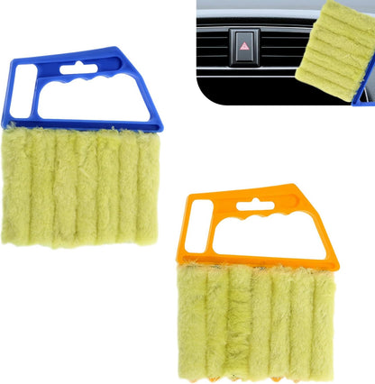 WZP 2PCS Blind Cleaner Duster Tool, Mini 7 Fingers Air Vent Cleaners, Handheld Washable Blind Cleaner for Blinds, Air Conditioner Vents, Fans Vents (Orange & Blue)
