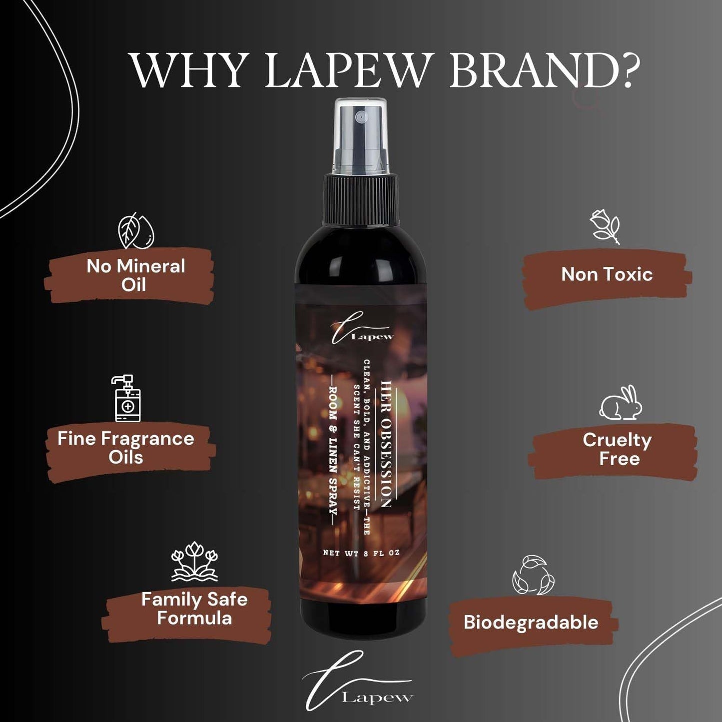 Lapew Room & Linen Spray | Fragrance Mist for Home, Car & Office | Fabric & Air Freshener | Neutralizing Mist | Made in USA | Cozy Cinnamon & Apple - Colors A