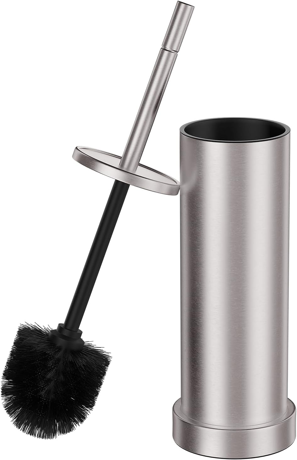 Toilet Brush and Holder Set: 304 Stainless Steel Heavy Duty Toilet Bowl Brush and Holder with Removable Inner Bowl and Splash Protection, Modern Long Handle Bathroom Cleaning Tool