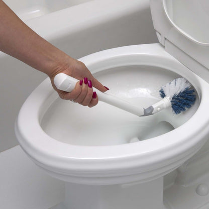 Unger No-Drip Toilet Brush Set, Flexible Neck Scrubber with Portable Carrying Caddy Holder, Discreet Bathroom Cleaning Supplies, Scrub Tough Stains with Non-Scratch Bristles