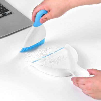 NACENA Mini Dustpan and Brush Set 2 Pack, Small Broom and Dustpan Set Dust Pan and Mini Hand Broom Dustpan and Broom Combo Compact for Home Table Keyboards Sofa Kitchen, Blue