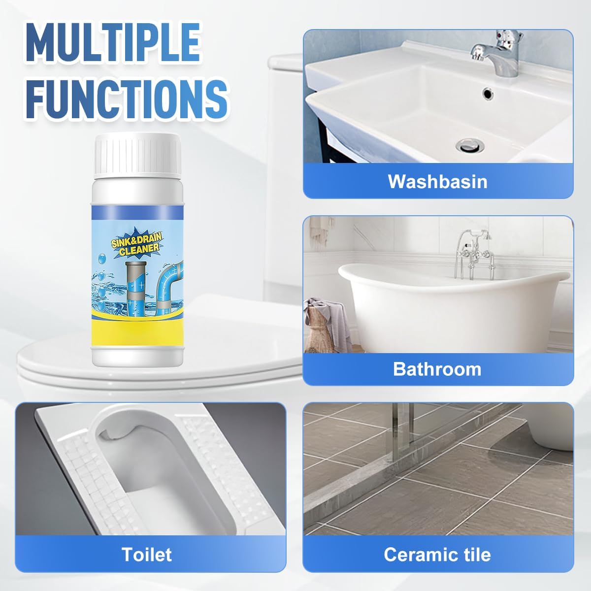 Sink and Drain Cleaner, Pipeline Dredging Agent, Sink and Drain Cleaner Powder, Multi-functional Fast-Acting Pipe Dredging Agent for Kitchen and Toilet Pipeline (2pcs)