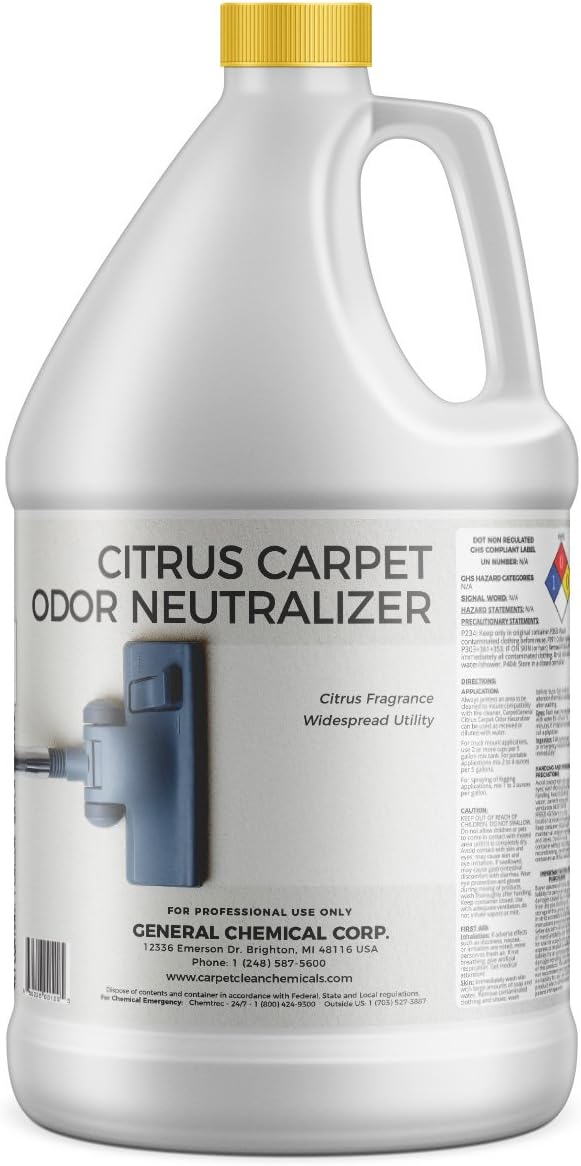 Citrus Carpet Odor Neutralizer Deodorizer | Multi Surface | Water-Soluble | Residential & Commercial Use | Multi Purpose | 1 Gallon