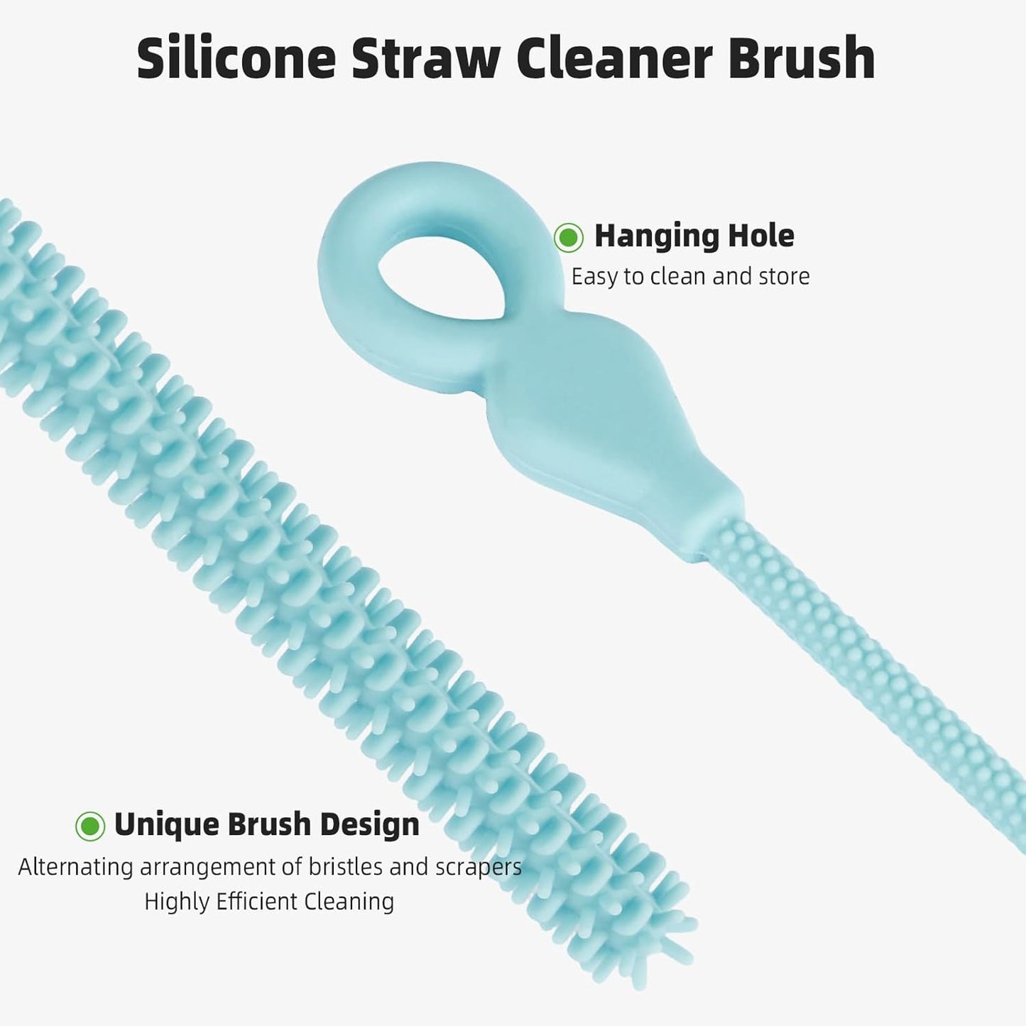Silicone Straw Cleaner Brush, 4-Piece Reusable Straw Brush Set with Extra-Long Design for Cleaning Thin Metal Straws and Wider Milkshake Straws （6mm+9mm Pink)