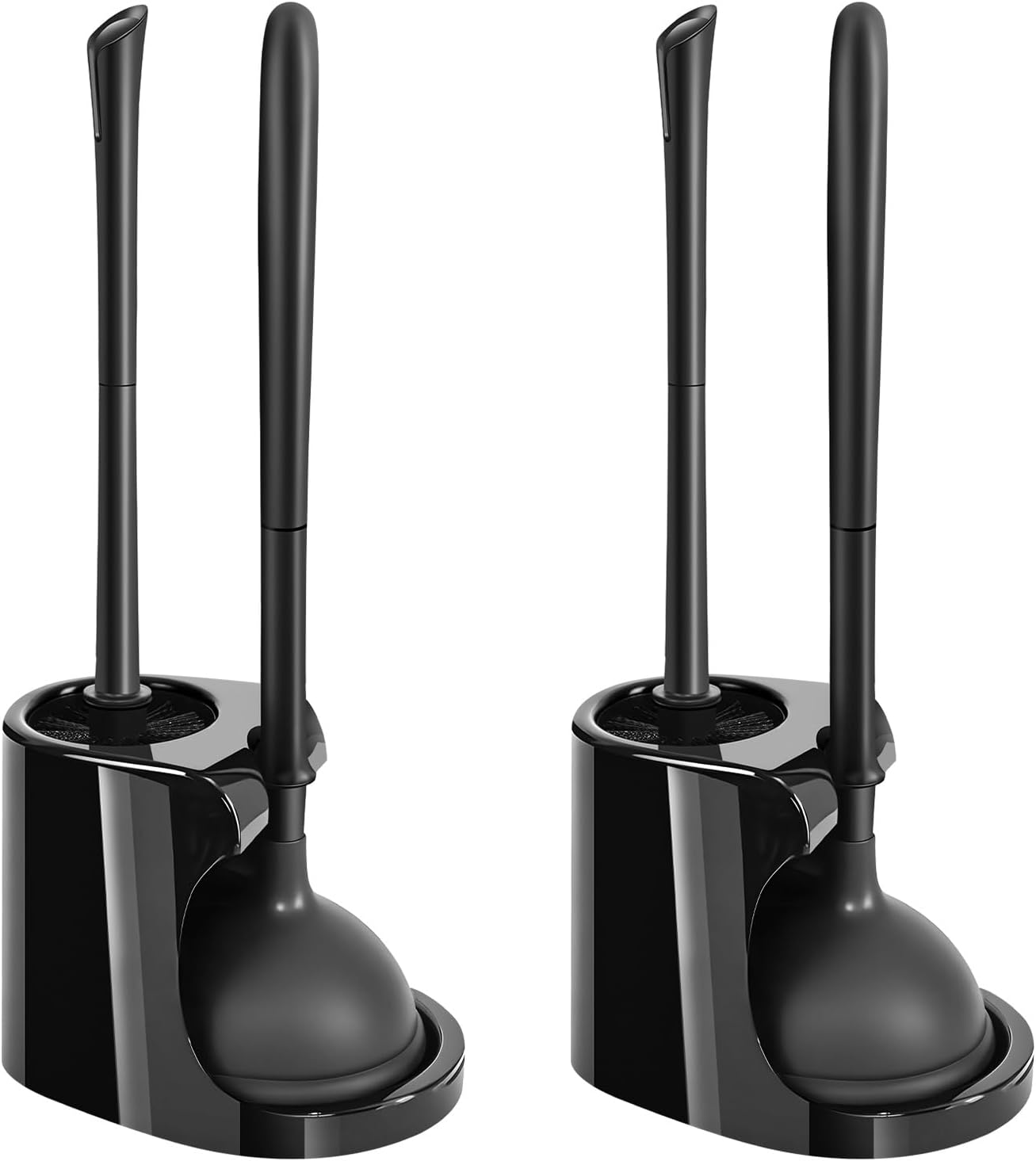 Toilet Brush and Plunger Set, 2 Packs Toilet Plungers for Bathroom Heavy Duty Toilet Bowl Brush and Holder Hidden Toilet Plunger and Brush Set for Deeply Cleaning (White)