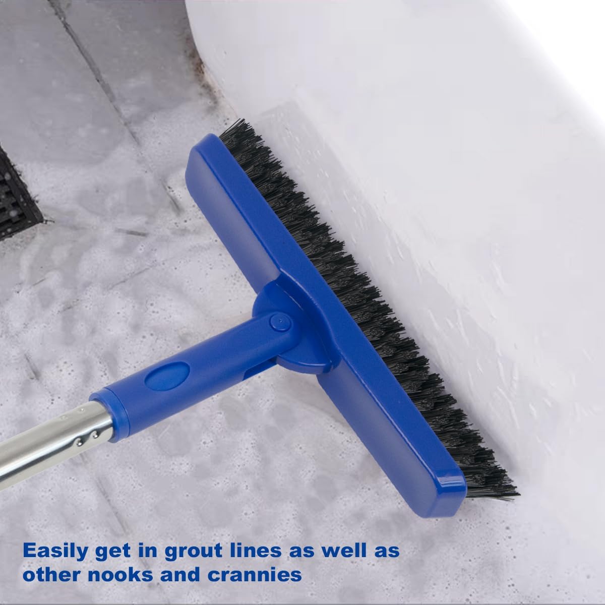 CELOX Grout Brush with Long Handle, Tile Grout Cleaner Brush for Tile Floors, for Shower Tile, for Cleaning Grout, Gray