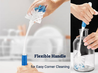 Bottle Brush Cleaner Set—Long Water Bottle Brushes with Dual & Stiff Bristles for Tumblers, Cups, Glassware & Baby Bottles, 4 Pack