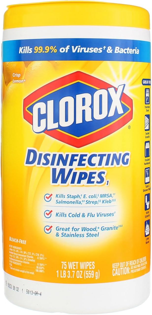 Clorox Disinfecting Wipes Lemon 3 Packs of 75 Count, 225 Count