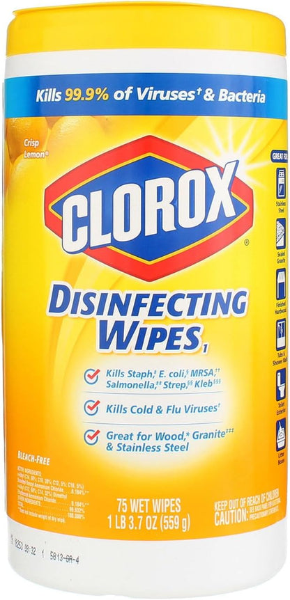 Clorox Disinfecting Wipes Lemon 3 Packs of 75 Count, 225 Count