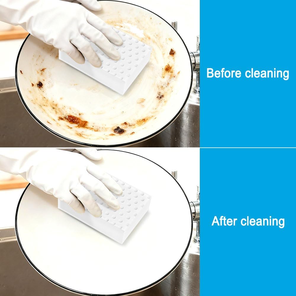 10 Pack Magic Sponge Eraser 3X Thick and Long Lasting Melamine Cleaning Sponges in Bulk - Multi Surface Scrubber Foam Cleaning Pads - Bathtub, Floor, Baseboard, Bathroom, Wall Cleaner （3.9*2.5*1.1in）