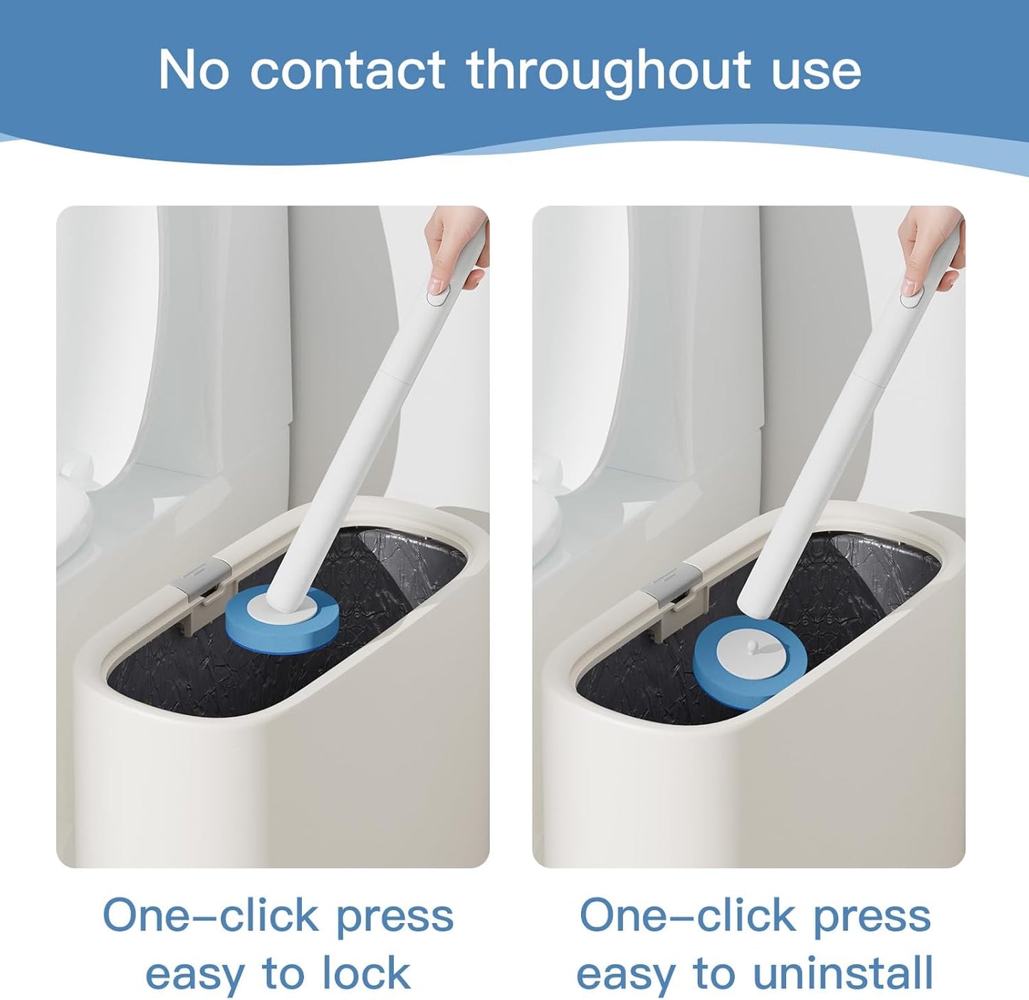 Disposable Toilet Brush with 32 Refill Heads and Holder- Clean Brush Starter Kit with 1 Toilet Wand, 1 Storage Caddy and 1 Fragrant Tablet (1 + 32)